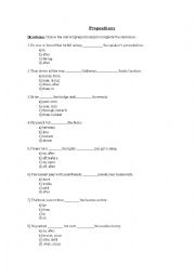 English Worksheet: Preposition Worksheet