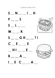 English Worksheet: Food