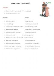 English Worksheet: Every day life