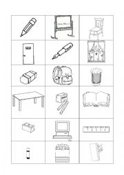 English Worksheet: School objects - bingo