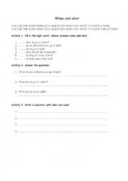 When and What worksheet