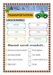 English Worksheet: Transportation