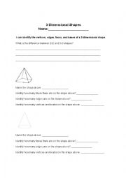 English Worksheet: Geometry Exit Slip