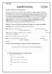 English Worksheet: remedial activities