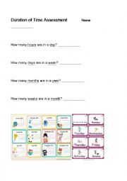 English Worksheet: Duration of Time Assessment	