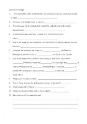 English Worksheet: Social Science Test Grade 6