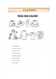 English Worksheet: clothes and colours