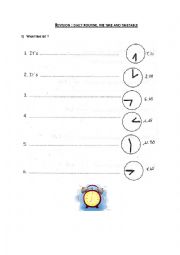 English Worksheet: Daily routine + time + school timetable exercises