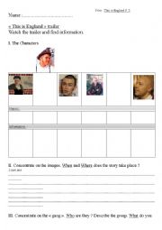 English Worksheet: This is England Trailer