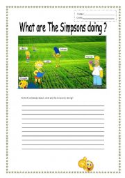 English Worksheet: What are they doing ? The Simpsons