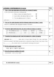 English Worksheet: test for elementary level