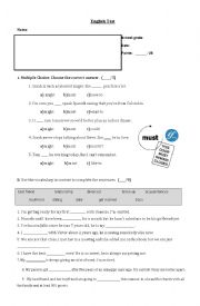 English Worksheet: English Test - Must/Might/Relationship Vocab/Reading