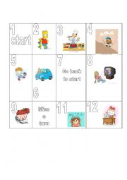 English Worksheet: simple past board game for regular verbs