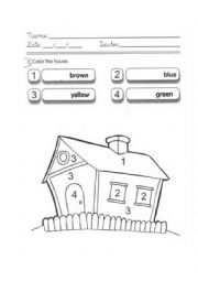 English Worksheet: Colour the house