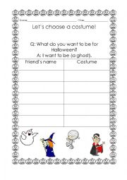 English Worksheet: Lets choose a costume!