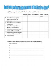 English Worksheet: Does your partner make the most of his/her free time?