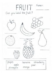 English Worksheet: Label the Fruit