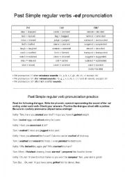 English Worksheet: Regular verbs -ed pronunciation practice