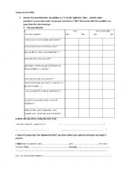 English Worksheet:    A group session 