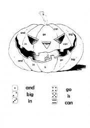 Roll a Sight Word Jack O Lantern