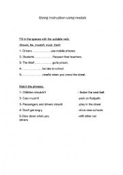 English Worksheet: instructions using modals