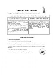 English Worksheet: simple past and past continuous worksheet