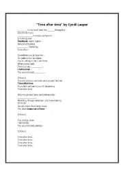 Time after time by cindy lauper Worksheet