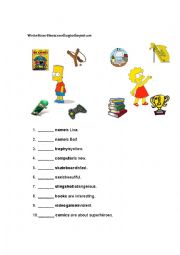 English Worksheet: His Her with the Simpsons