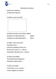 English Worksheet: How to describe a picture 