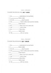 English Worksheet: CAN- CANNOT