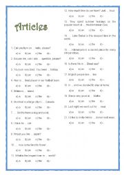 English Worksheet: Articles