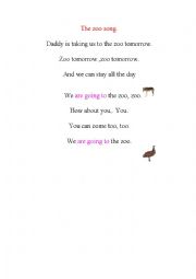 English Worksheet: the zoo song