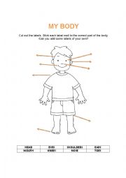 English Worksheet: My Body Label