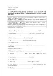 English Worksheet: VOCABULARY EXERCISE, LEVEL 02 ADULT