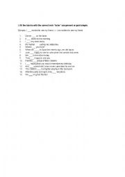 English Worksheet: verb to be