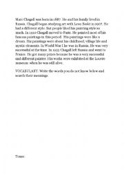 English Worksheet: Chagall:His life and his art