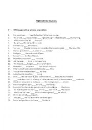 English Worksheet: Preposition Revision