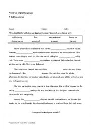 English Worksheet: A Bad Experience