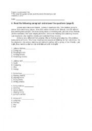 English Worksheet: Assessment Test