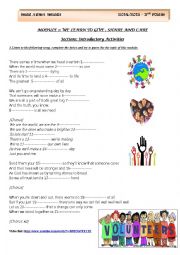 English Worksheet: Module 2: We learn to give, share and care/ Section1