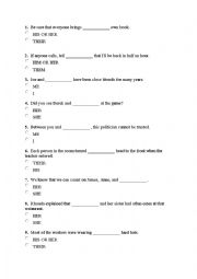 English Worksheet: pronouns exercise