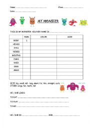 English Worksheet: MONSTERS! 