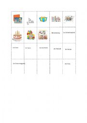 English Worksheet: Birthday memory game