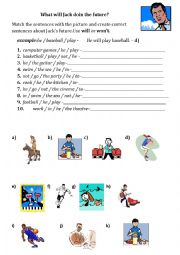 English Worksheet: Future Simple - Jacks future story