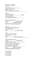 English Worksheet: Donkeyboy Ambitions song worksheet