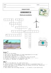 English Worksheet: Environment Crossword