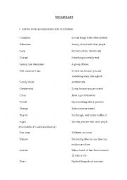 English Worksheet: Vocabulary for THE AMAZING STORY OF PETER THE BAD STUDENT