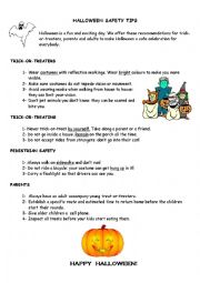 English Worksheet: HALLOWEEN SAFETY TIPS