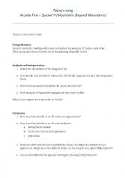 Worksheet for Arcade Fires 