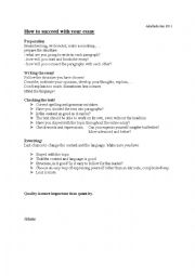 English Worksheet: How to succeed with your essay